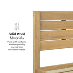 Pine Wood Queen Bed Frame - Slatted Headboard - No Box Spring Needed