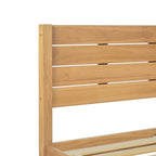 Pine Wood Queen Bed Frame - Slatted Headboard - No Box Spring Needed