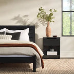 Pine Wood Queen Bed Frame - Slatted Headboard - No Box Spring Needed