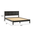 Pine Wood Queen Bed Frame - Slatted Headboard - No Box Spring Needed