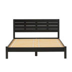 Pine Wood Queen Bed Frame - Slatted Headboard - No Box Spring Needed
