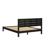 Pine Wood Queen Bed Frame - Slatted Headboard - No Box Spring Needed