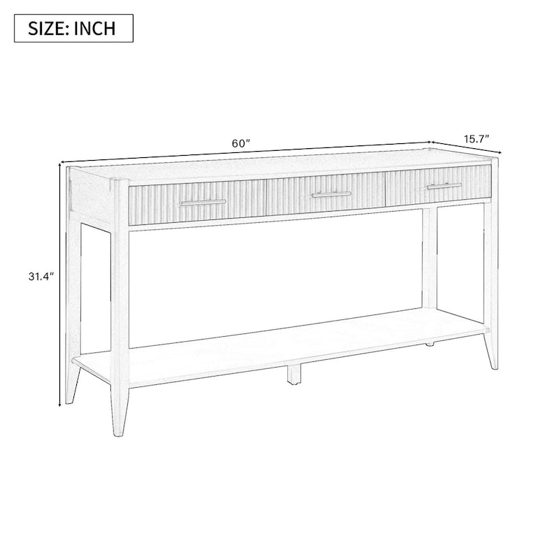High-Quality Entryway Console Table with Vertical Stripe Drawers, Long Legs