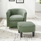 Green 26.38 Upholstered 360 Swivel Arm Chair with Ottoman