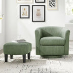 Green 26.38 Upholstered 360 Swivel Arm Chair with Ottoman