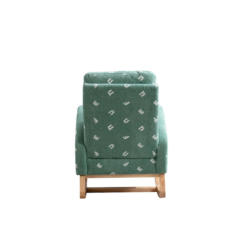 Green 26.8 Upholstered High Back Rocking Chair with Side Pocket