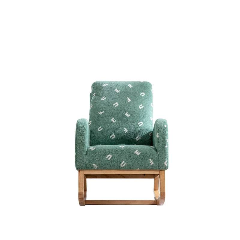 Green 26.8 Upholstered High Back Rocking Chair with Side Pocket