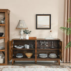 Wood Grain Sideboard Cabinet - 60.5W - 4 Doors - Adjustable Shelves
