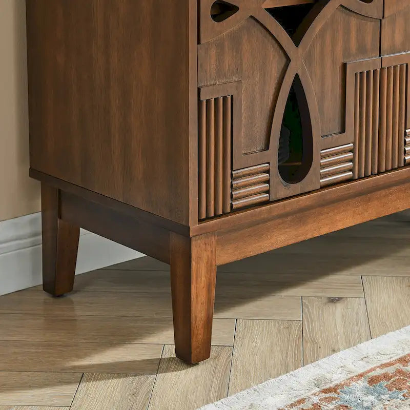 Wood Grain Sideboard Cabinet - 60.5W - 4 Doors - Adjustable Shelves