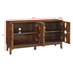 Wood Grain Sideboard Cabinet - 60.5W - 4 Doors - Adjustable Shelves