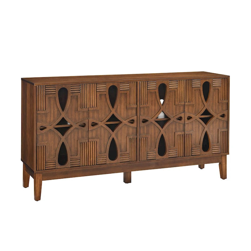 Wood Grain Sideboard Cabinet - 60.5W - 4 Doors - Adjustable Shelves