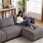 8-Piece Corduroy Modular Sectional Sofa with Ottoman