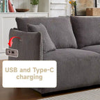 8-Piece Corduroy Modular Sectional Sofa with Ottoman