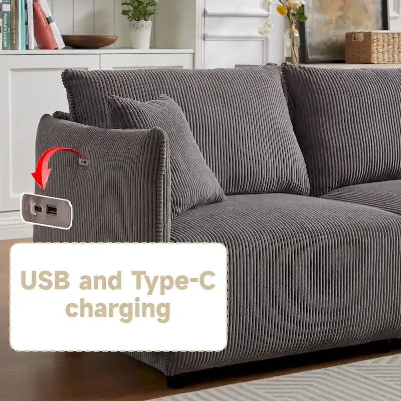 8-Piece Corduroy Modular Sectional Sofa with Ottoman