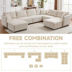 8-Piece Corduroy Modular Sectional Sofa with Ottoman