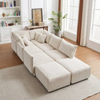 8-Piece Corduroy Modular Sectional Sofa with Ottoman