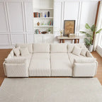 8-Piece Corduroy Modular Sectional Sofa with Ottoman