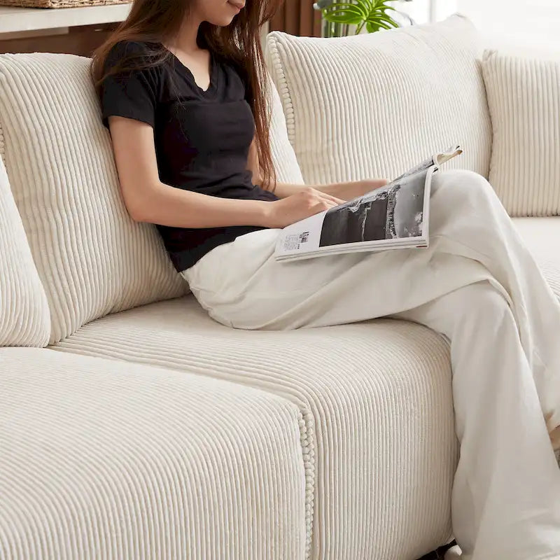 8-Piece Corduroy Modular Sectional Sofa with Ottoman