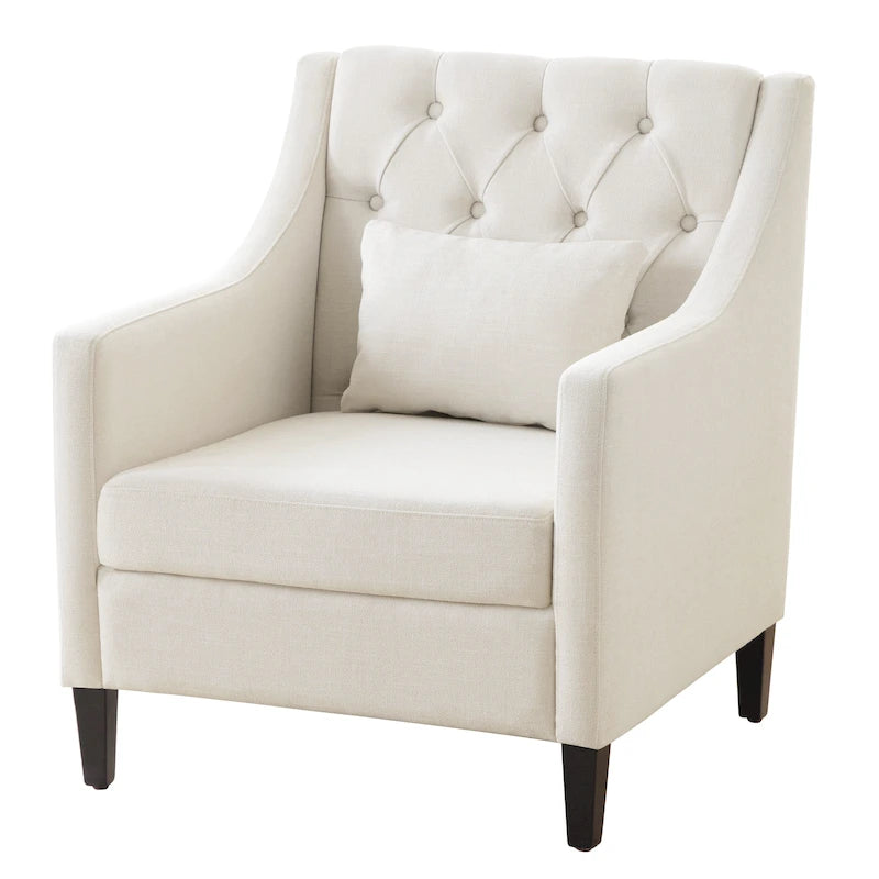 Living Room Chairs, Accent Armchair with lumbar pillow, Elegant Bedroom Reading Chair, Mid-Century Upholstered Sofa Chair