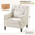 Living Room Chairs, Accent Armchair with lumbar pillow, Elegant Bedroom Reading Chair, Mid-Century Upholstered Sofa Chair