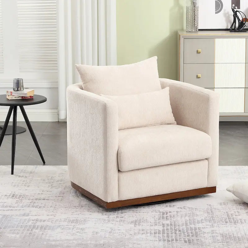 Swivel Barrel Chair, Comfy Round Accent Sofa Chair for Living Room, 360 Degree Swivel Barrel Club Chair