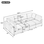 103 Sectional Sofa Couch Sofa Bed U-shaped Sofa with Two Movable Ottoman and Three USB Ports for Living Room, Beige