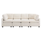 103 Sectional Sofa Couch Sofa Bed U-shaped Sofa with Two Movable Ottoman and Three USB Ports for Living Room, Beige