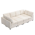 103 Sectional Sofa Couch Sofa Bed U-shaped Sofa with Two Movable Ottoman and Three USB Ports for Living Room, Beige
