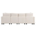 103 Sectional Sofa Couch Sofa Bed U-shaped Sofa with Two Movable Ottoman and Three USB Ports for Living Room, Beige