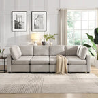 103 Sectional Sofa Couch Sofa Bed U-shaped Sofa with Two Movable Ottoman and Three USB Ports for Living Room, Beige