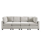 103 Sectional Sofa Couch Sofa Bed U-shaped Sofa with Two Movable Ottoman and Three USB Ports for Living Room, Beige