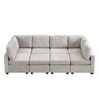 103 Sectional Sofa Couch Sofa Bed U-shaped Sofa with Two Movable Ottoman and Three USB Ports for Living Room, Beige