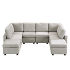 103 Sectional Sofa Couch Sofa Bed U-shaped Sofa with Two Movable Ottoman and Three USB Ports for Living Room, Beige