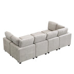 103 Sectional Sofa Couch Sofa Bed U-shaped Sofa with Two Movable Ottoman and Three USB Ports for Living Room, Beige