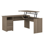 60W L-Shaped Sit-Stand Desk - 3 Height Positions - with Drawers