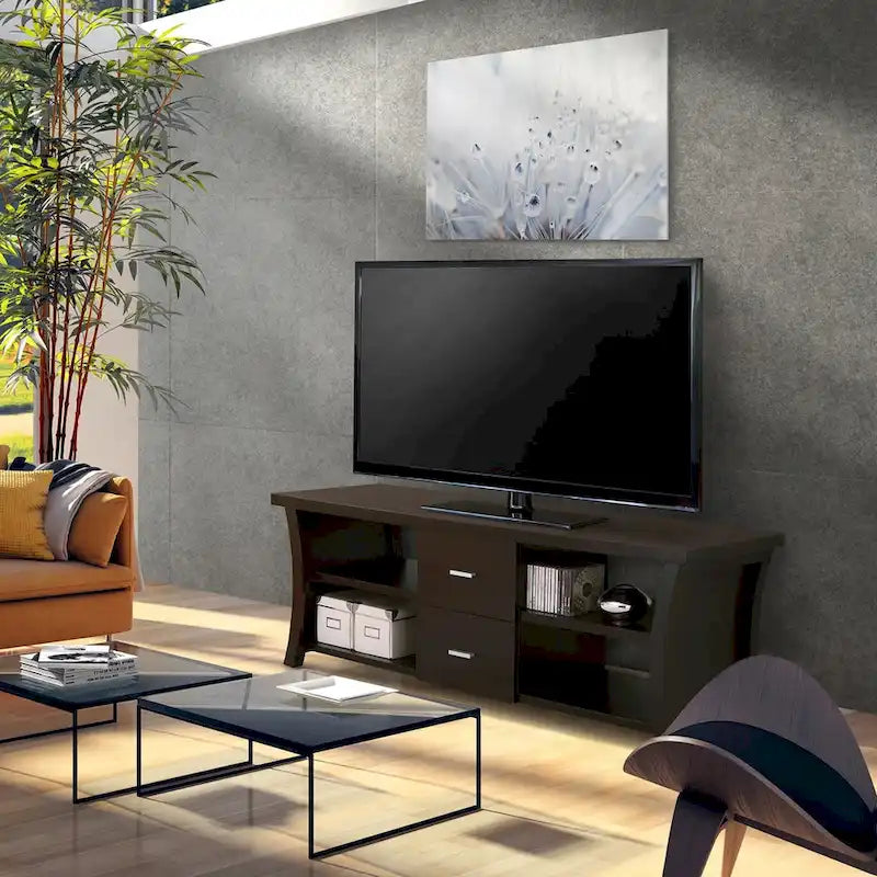 Lynarra Contemporary 2-Drawer TV Console with Open Shelving by