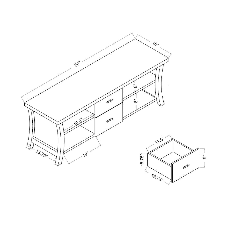 Lynarra Contemporary 2-Drawer TV Console with Open Shelving by