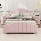 Modern King Size Upholstered Platform Bed with Quilted Headboard and Footboard, Wooden Frame, No Box Spring Needed
