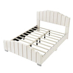 Modern King Size Upholstered Platform Bed with Quilted Headboard and Footboard, Wooden Frame, No Box Spring Needed