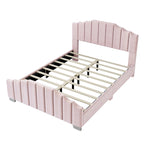 Modern King Size Upholstered Platform Bed with Quilted Headboard and Footboard, Wooden Frame, No Box Spring Needed