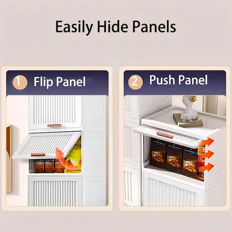Kitchen Cabinet, Flip Open Storage Box With Wheels, Movable Storage Cabinet, Kitchen Shelf, Movable Storage Box-White