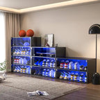 Glass Door Shoe Box Shoe Storage Cabinet For Sneakers With RGB Led Light