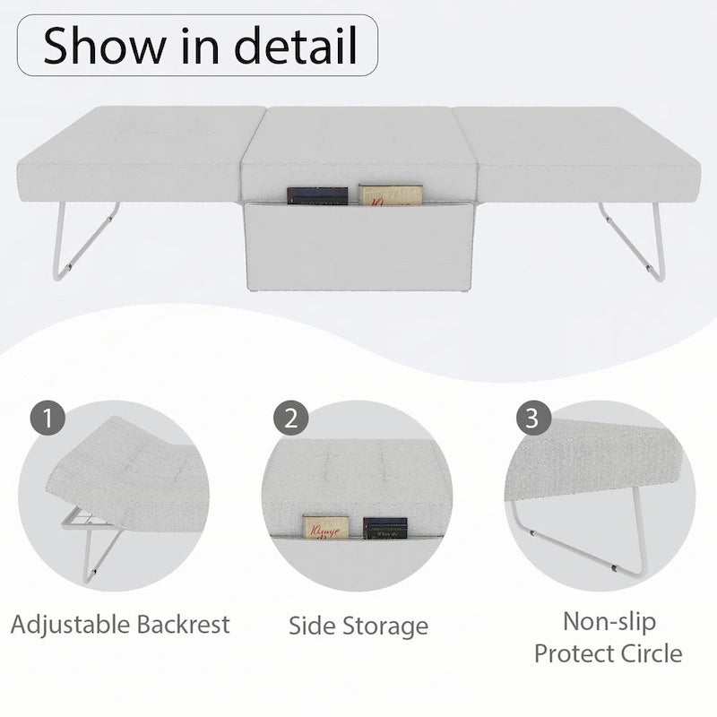 Convertible 4 in 1 Folding Ottoman Sleeper Bed
