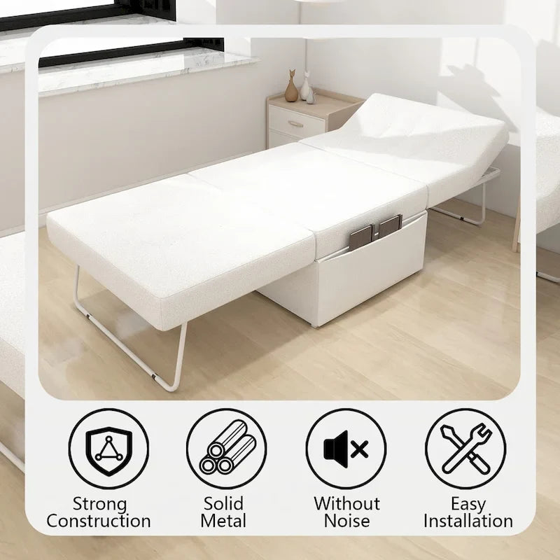 Convertible 4 in 1 Folding Ottoman Sleeper Bed