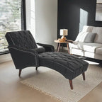 - Isabella Indoor Chaise Lounge Armchair with Pillow and Solid Wood Legs
