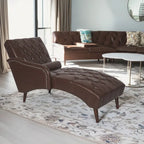 - Isabella Indoor Chaise Lounge Armchair with Pillow and Solid Wood Legs