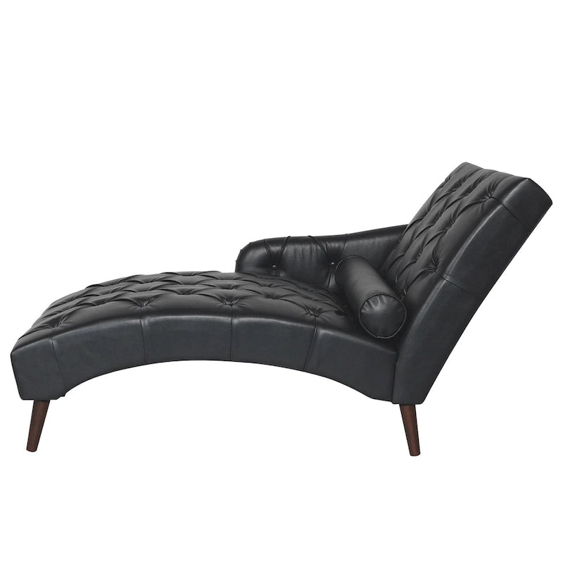 - Isabella Indoor Chaise Lounge Armchair with Pillow and Solid Wood Legs