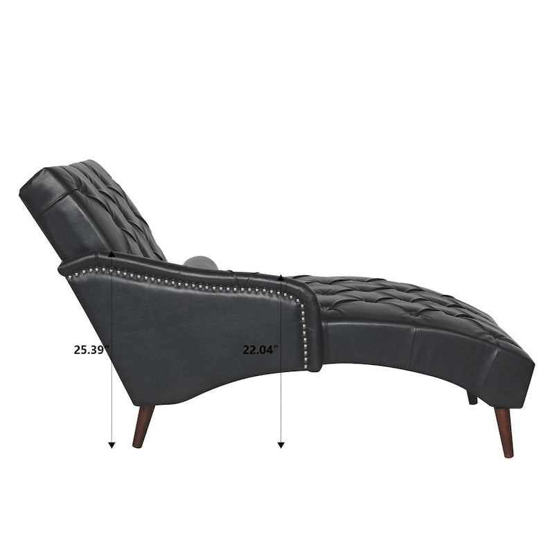 - Isabella Indoor Chaise Lounge Armchair with Pillow and Solid Wood Legs