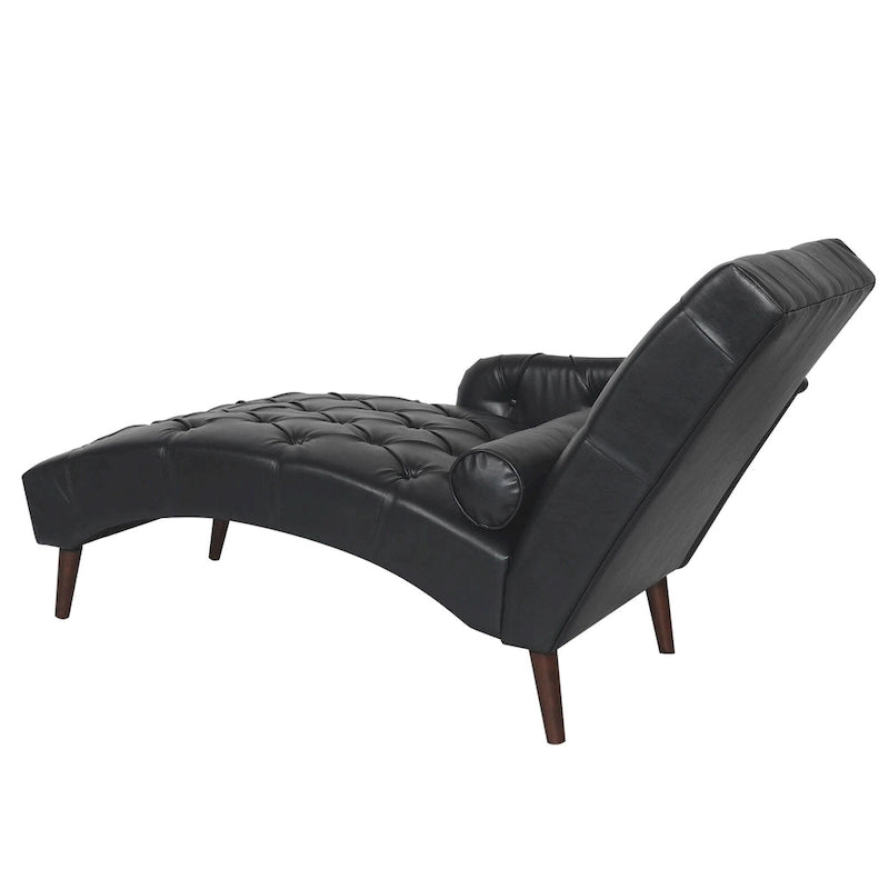 - Isabella Indoor Chaise Lounge Armchair with Pillow and Solid Wood Legs