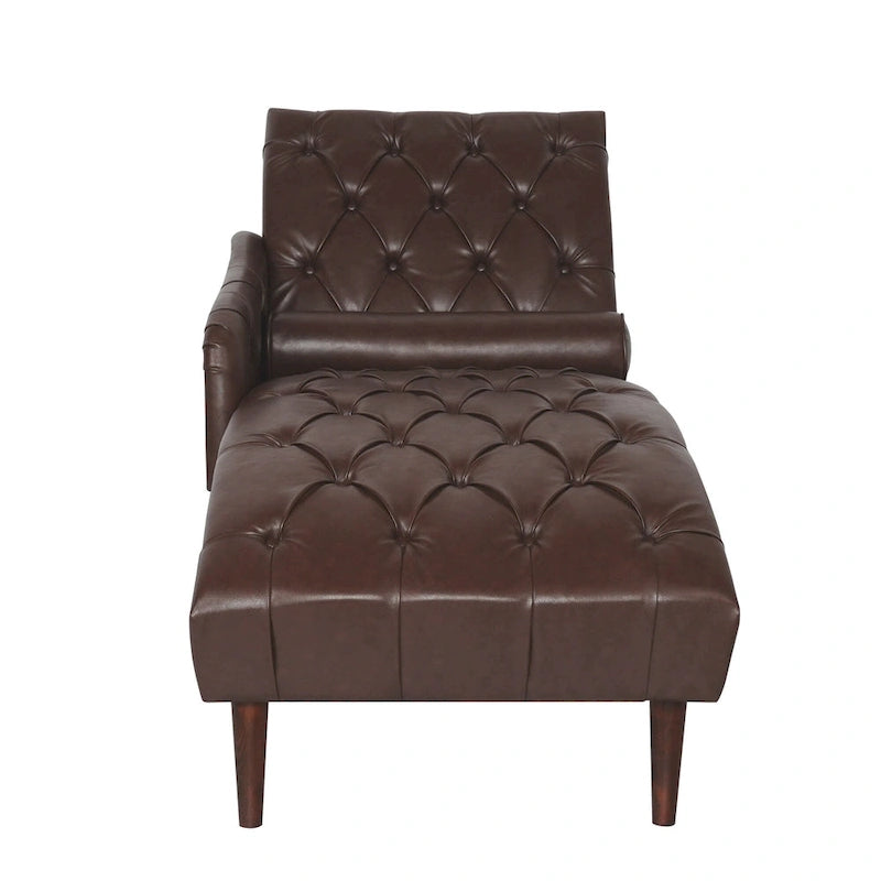 - Isabella Indoor Chaise Lounge Armchair with Pillow and Solid Wood Legs